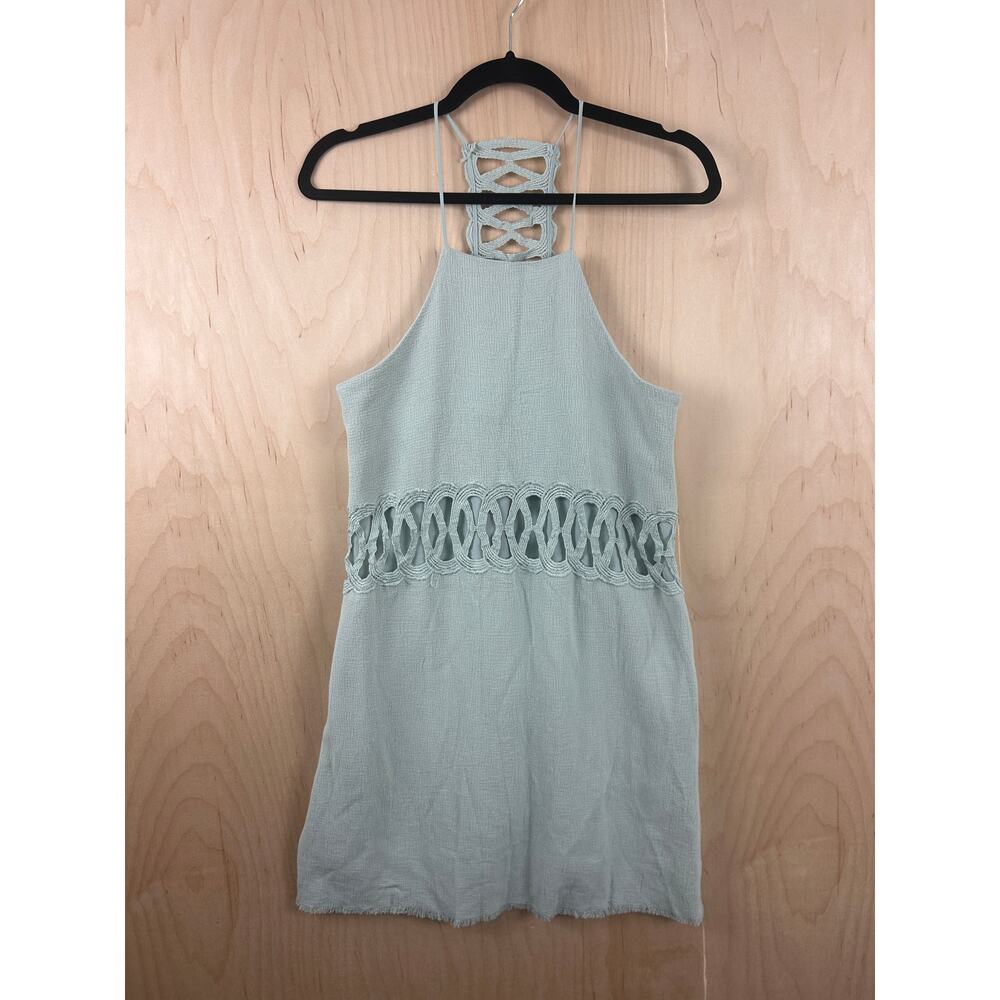 NWT J.O.A. Los‎ Angeles Blue Waffle Knit Lace-Up Back Dress Small